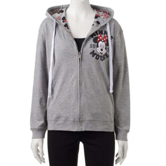 Brand New Women's Disney Minnie Mouse Reversible Full-Zip Hoodie Sweatshirt - Picture 2 of 6